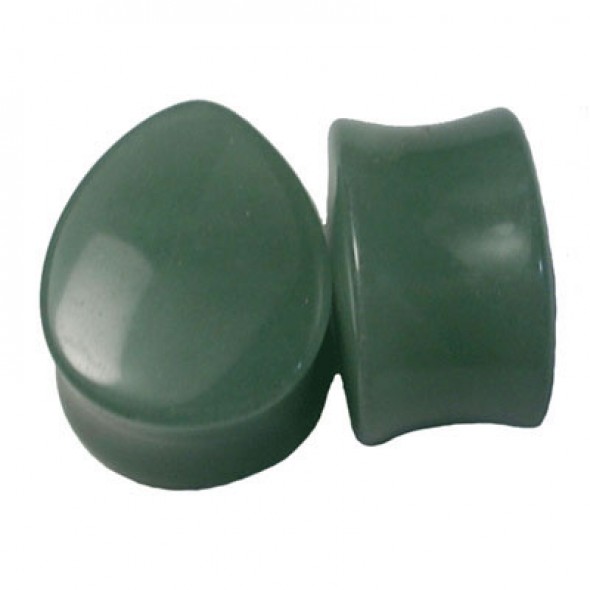 Green Aventurine Teardrop Stone Plugs