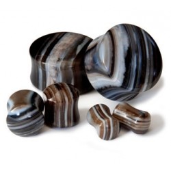Arc Sides Lined Agate Double Flare Stone Plugs