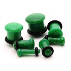 Green Jade Single Flare Stone Plugs