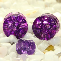 Purple Cracked Glass Double Flare Plugs